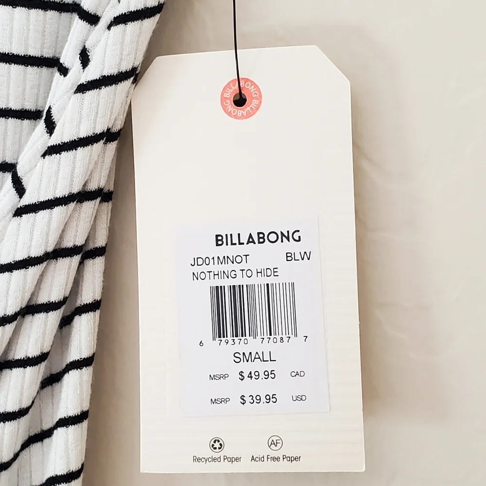 NWT Billabong Nothing To Hide T-shirt Dress Small Navy White - Picture 4 of 5